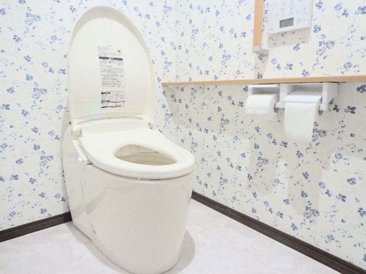 クロスとクッションシートは重くならない配色で。白を基調としているので空間に広がりが感じられます トイレリフォーム施工例